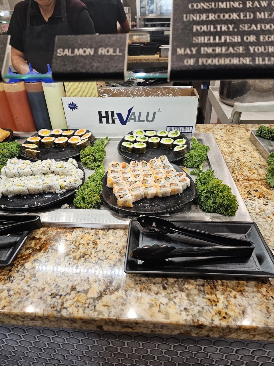 Printed menu page with buffet pricing sections